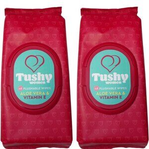 Tushy Women 48 Flushable Wipes Aloe Vera Vitamin E (Set of 2 Pack)